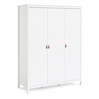 Thumbnail for Large White Triple 3 Door Tall Wardrobe 150cm Wide