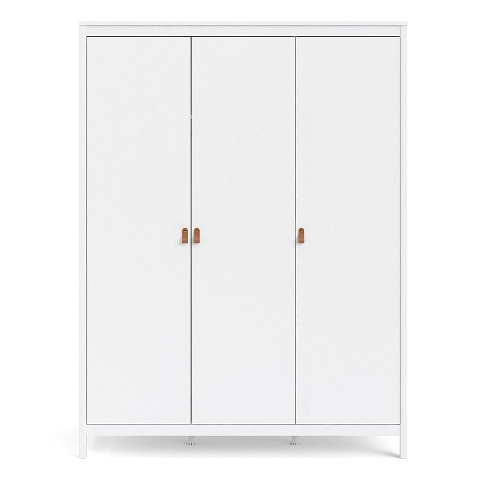 Large White Triple 3 Door Tall Wardrobe 150cm Wide