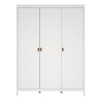 Thumbnail for Large White Triple 3 Door Tall Wardrobe 150cm Wide