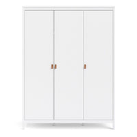 Thumbnail for Large White Triple 3 Door Tall Wardrobe 150cm Wide