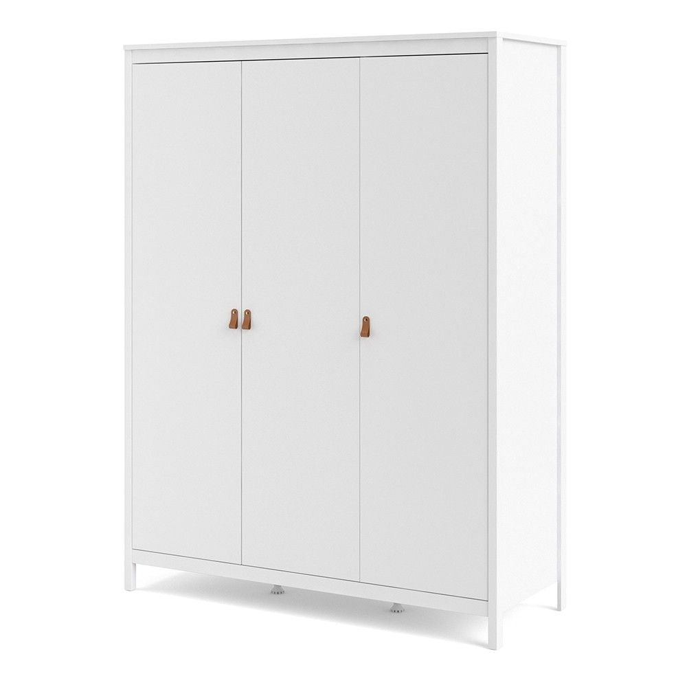 Large White Triple 3 Door Tall Wardrobe 150cm Wide