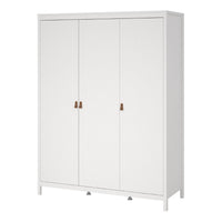 Thumbnail for Large White Triple 3 Door Tall Wardrobe 150cm Wide