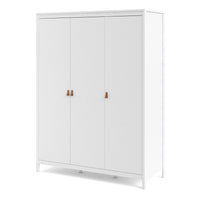 Thumbnail for Large White Triple 3 Door Tall Wardrobe 150cm Wide