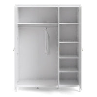 Thumbnail for Large White Triple 3 Door Tall Wardrobe 150cm Wide