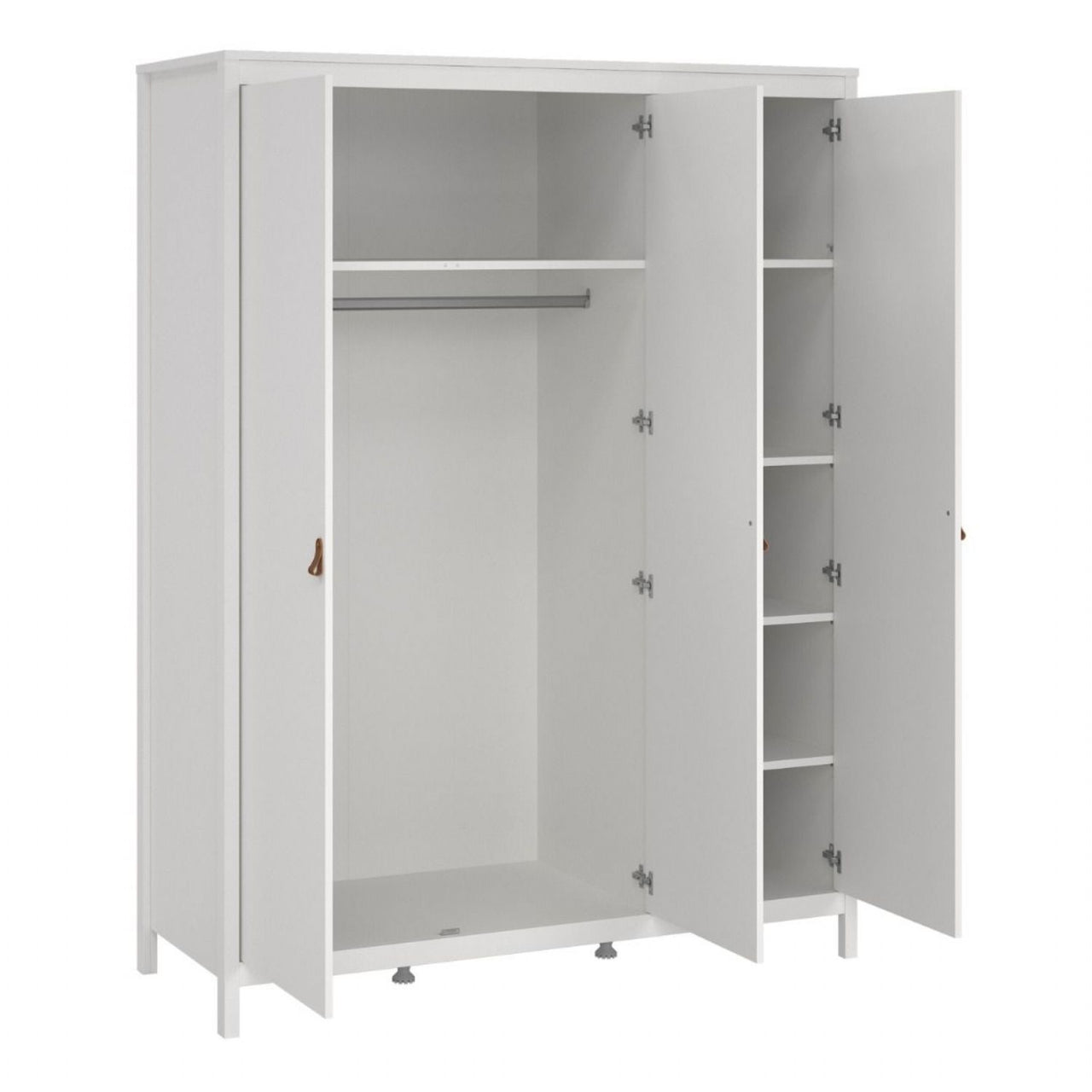 Large White Triple 3 Door Tall Wardrobe 150cm Wide