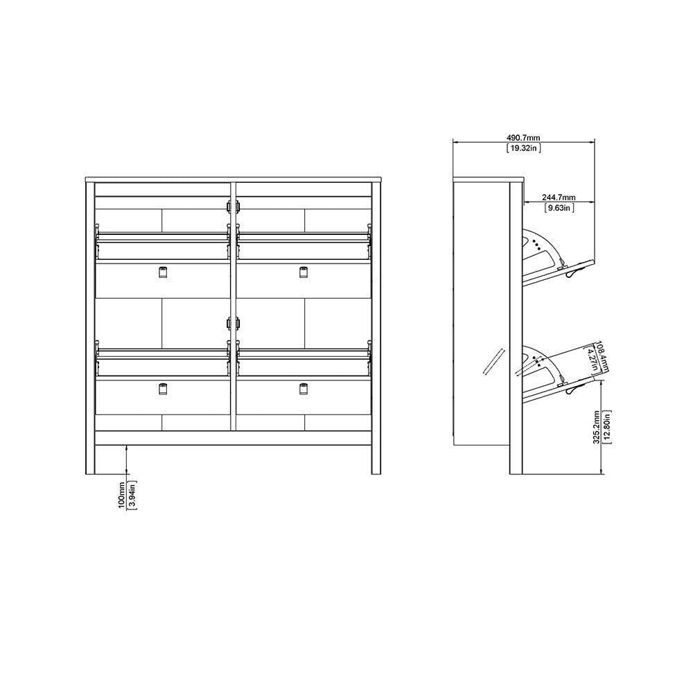 White 4 Compartment Shoe Storage Cabinet With Leather Tab Handles