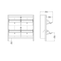 Thumbnail for White 4 Compartment Shoe Storage Cabinet With Leather Tab Handles