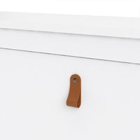 Thumbnail for White 4 Compartment Shoe Storage Cabinet With Leather Tab Handles