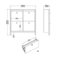 Thumbnail for White 4 Compartment Shoe Storage Cabinet With Leather Tab Handles