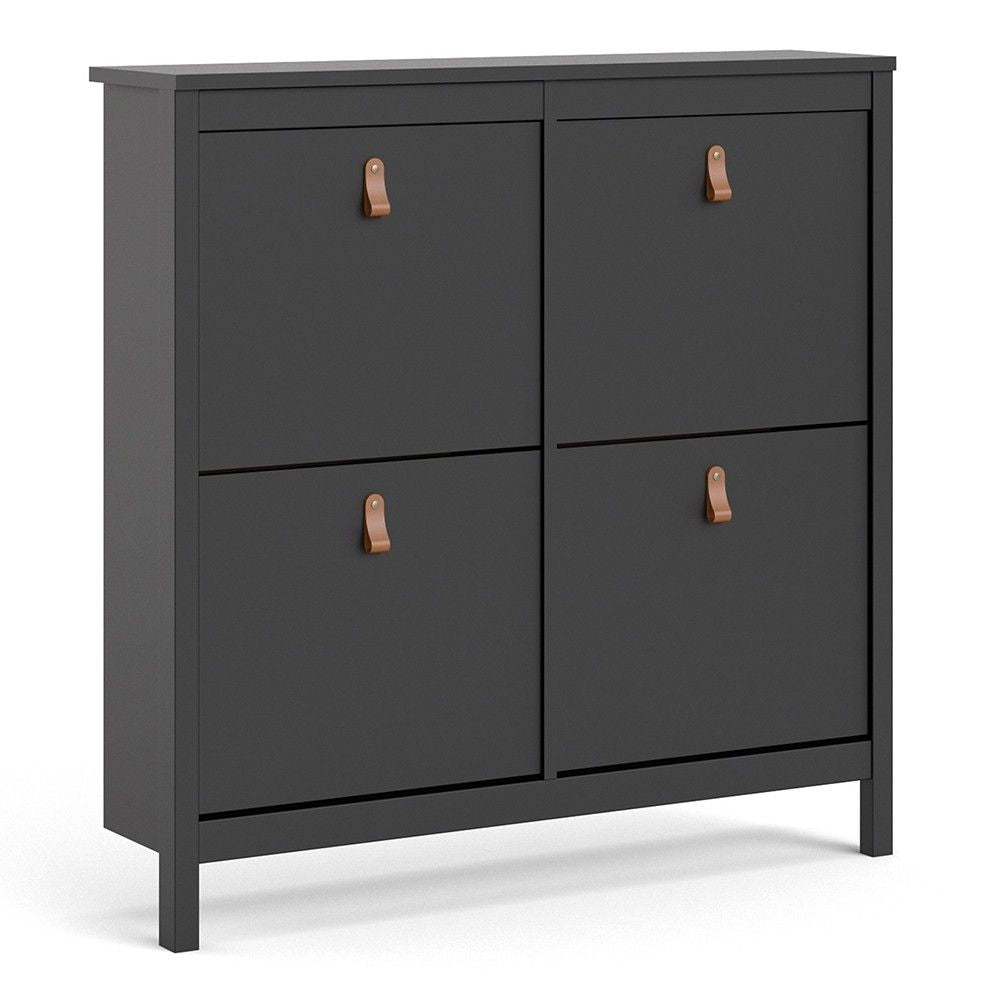 Matt Black 4 Compartment Shoe Cabinet