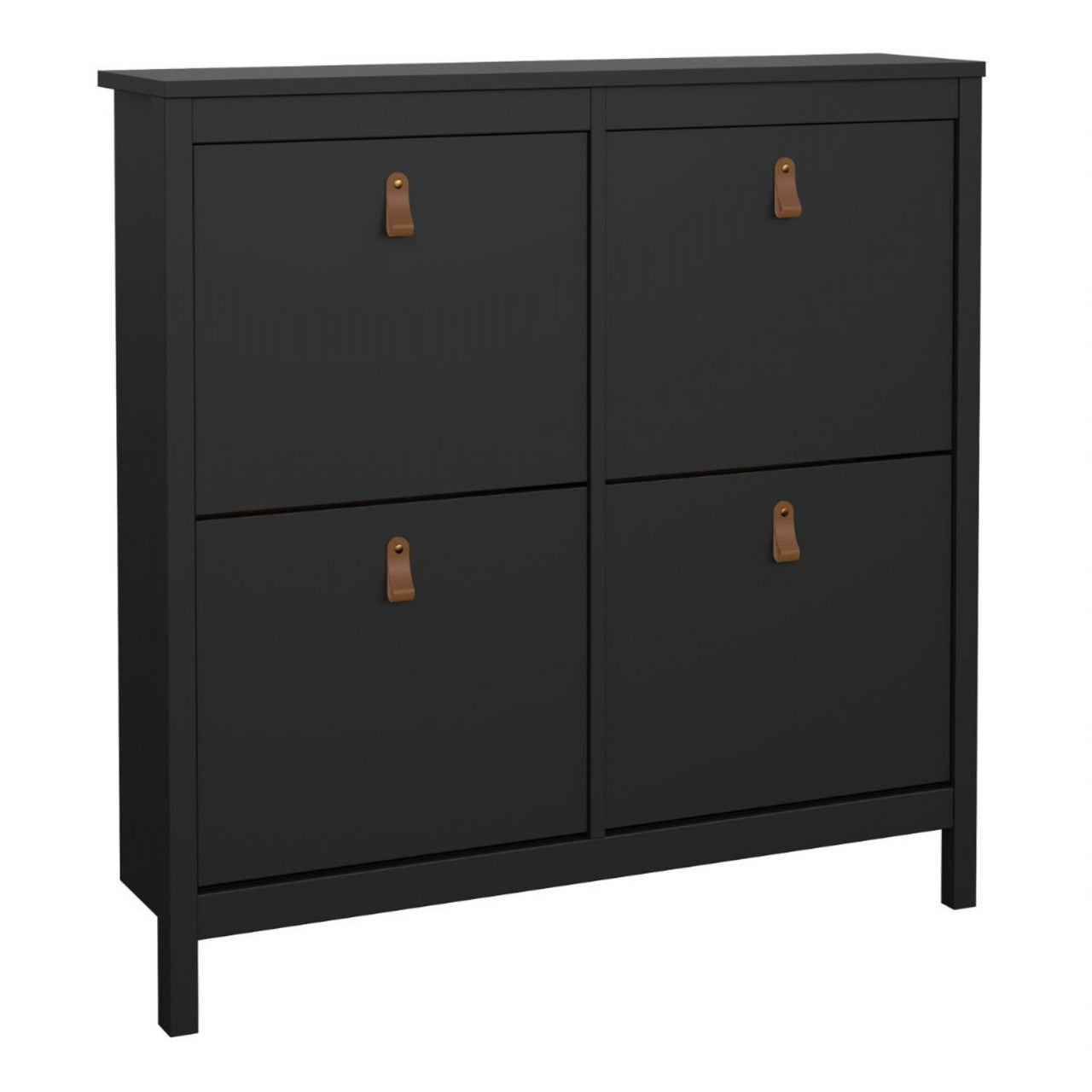 Matt Black 4 Compartment Shoe Cabinet