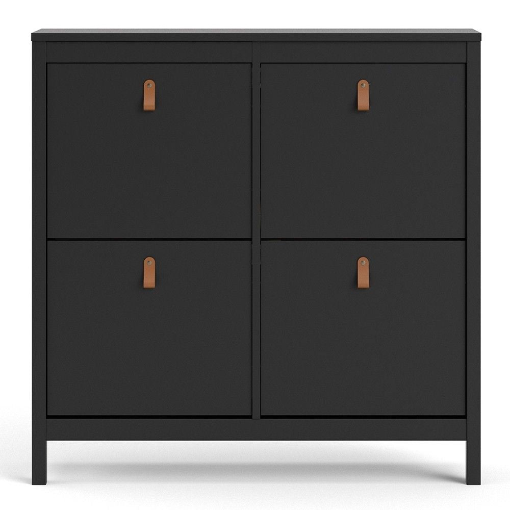 Matt Black 4 Compartment Shoe Cabinet