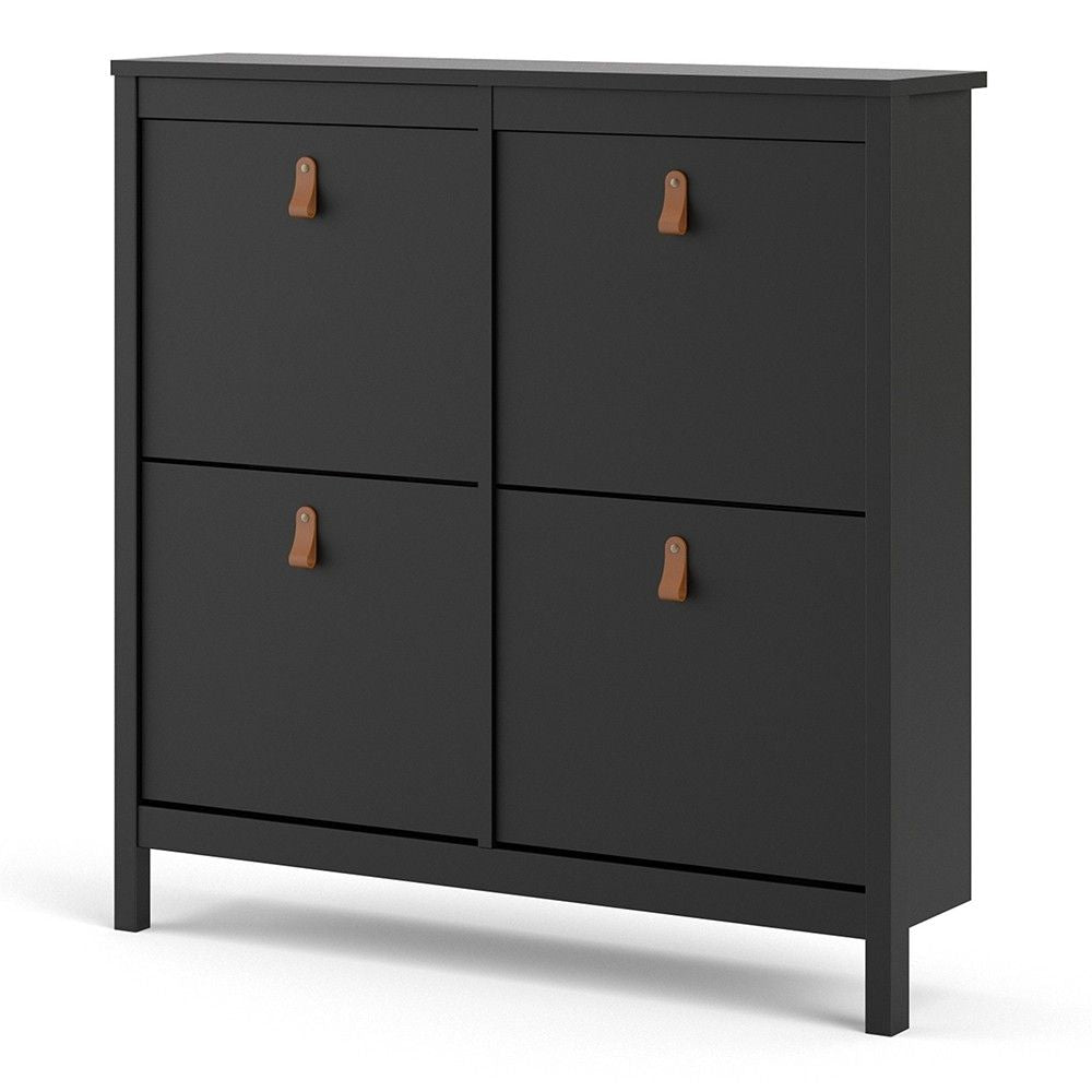 Matt Black 4 Compartment Shoe Cabinet