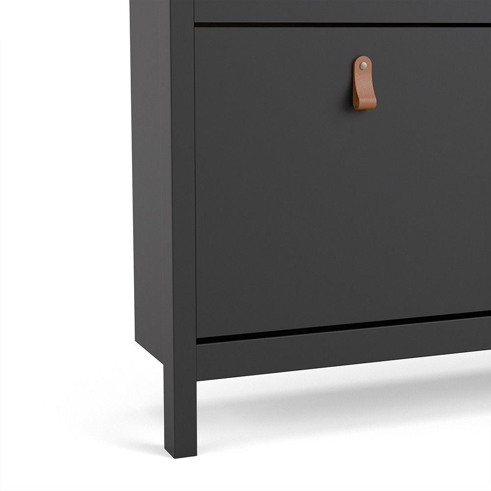 Matt Black 4 Compartment Shoe Cabinet