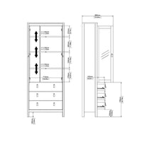 Thumbnail for White 2 Glass Door And 3 Drawer Cabinet With Brown Leather Handles