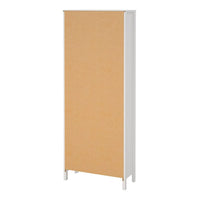 Thumbnail for White 2 Glass Door And 3 Drawer Cabinet With Brown Leather Handles