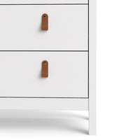 Thumbnail for White 2 Glass Door And 3 Drawer Cabinet With Brown Leather Handles