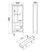 Thumbnail for Matt Black 2 Door 3 Drawer Cabinet With Brown Leather Tab Handles