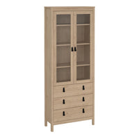 Thumbnail for Barcelona China Cabinet 2 Doors with Glass + 3 Drawers in Jackson Hickory Oak