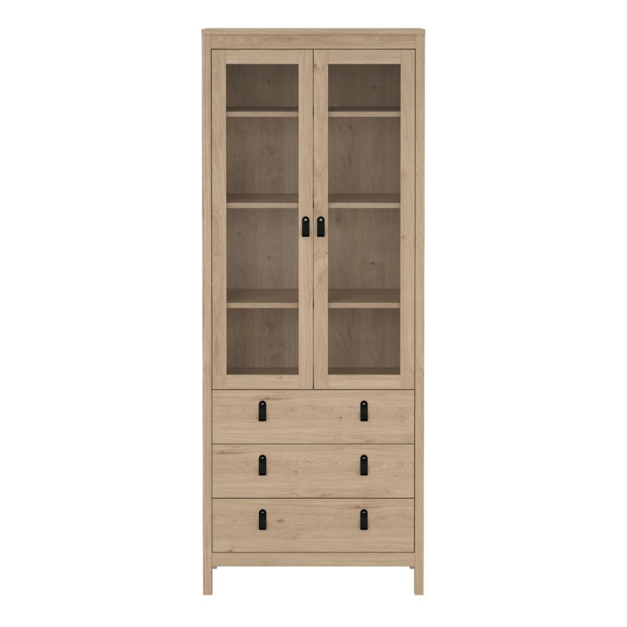 Barcelona China Cabinet 2 Doors with Glass + 3 Drawers in Jackson Hickory Oak