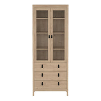 Thumbnail for Barcelona China Cabinet 2 Doors with Glass + 3 Drawers in Jackson Hickory Oak