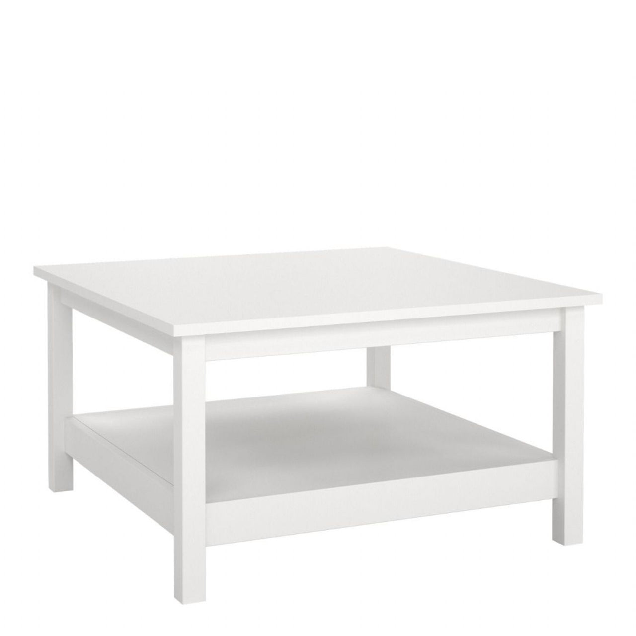 Traditional Small White Open Shelf Coffee Table