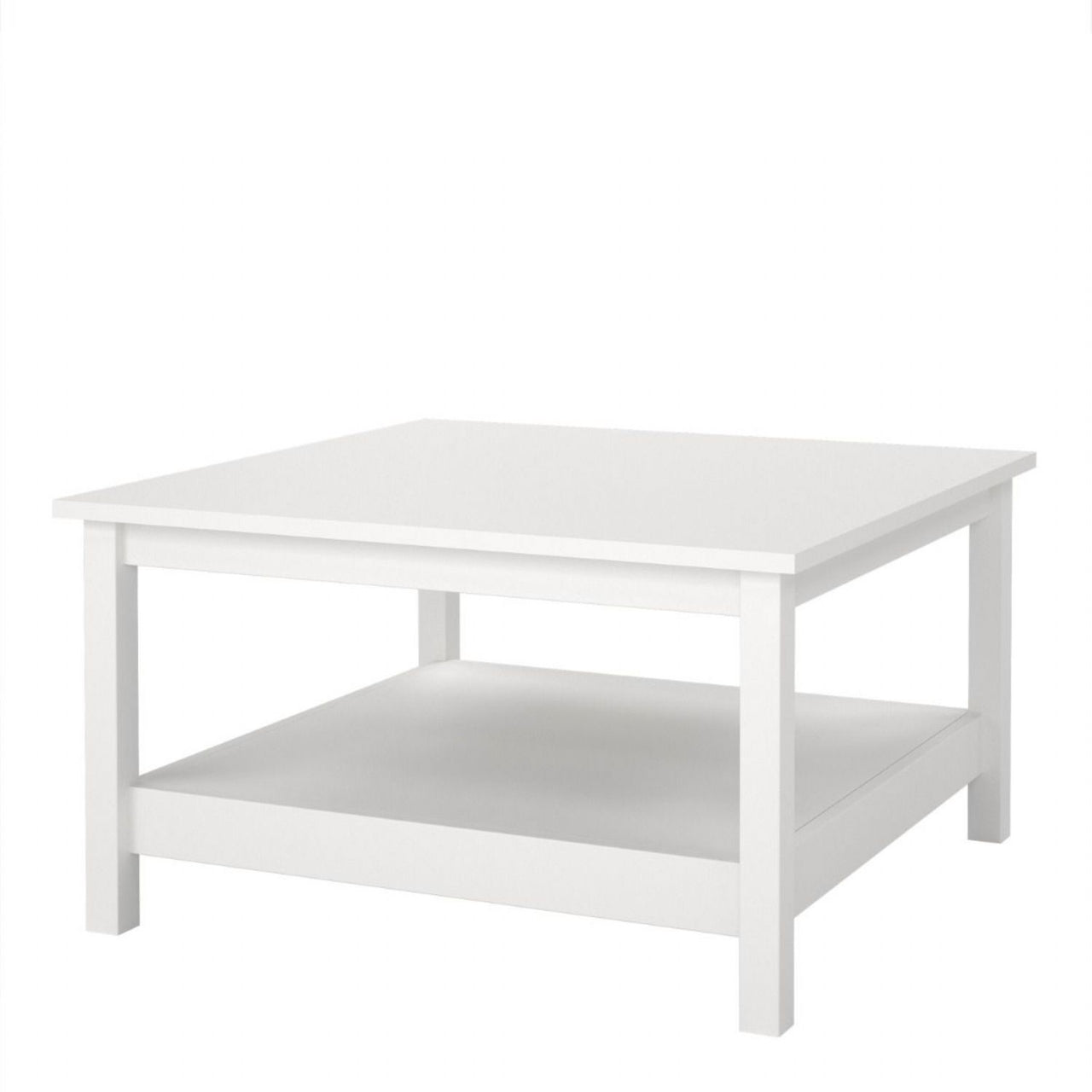 Traditional Small White Open Shelf Coffee Table