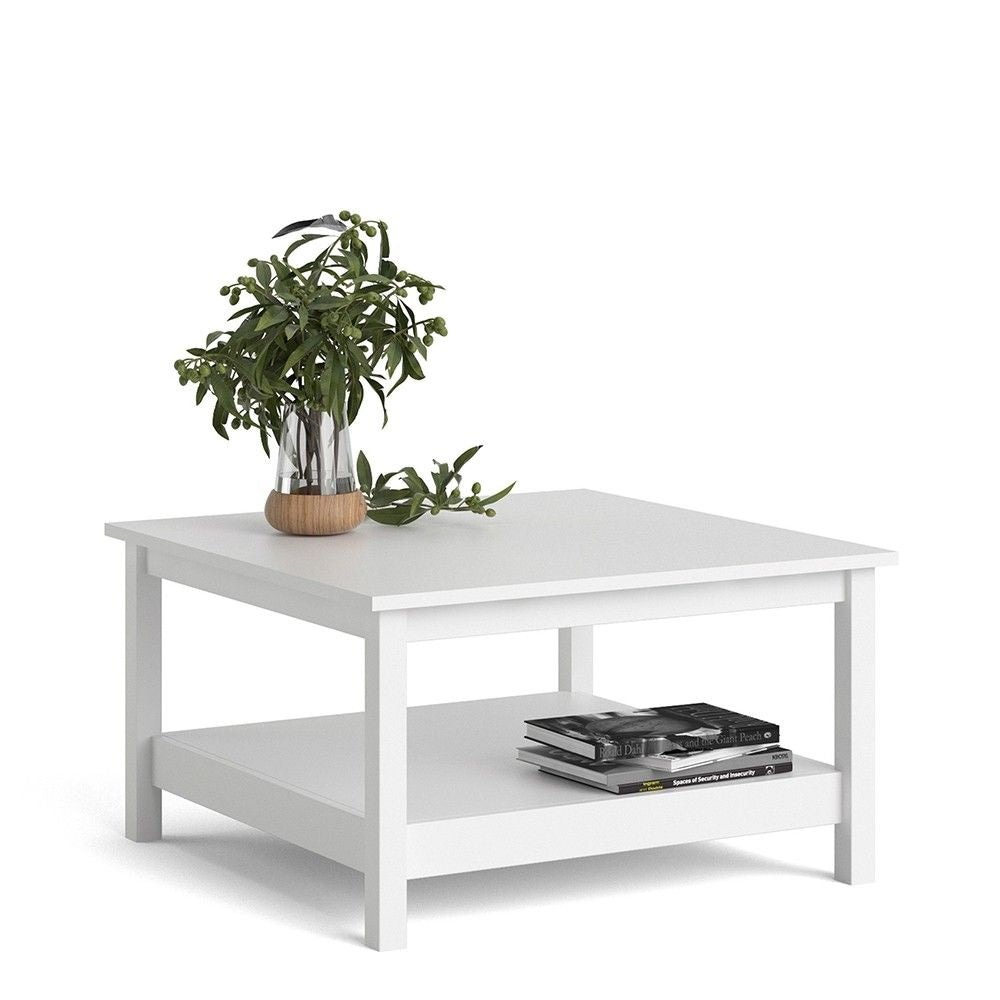 Traditional Small White Open Shelf Coffee Table