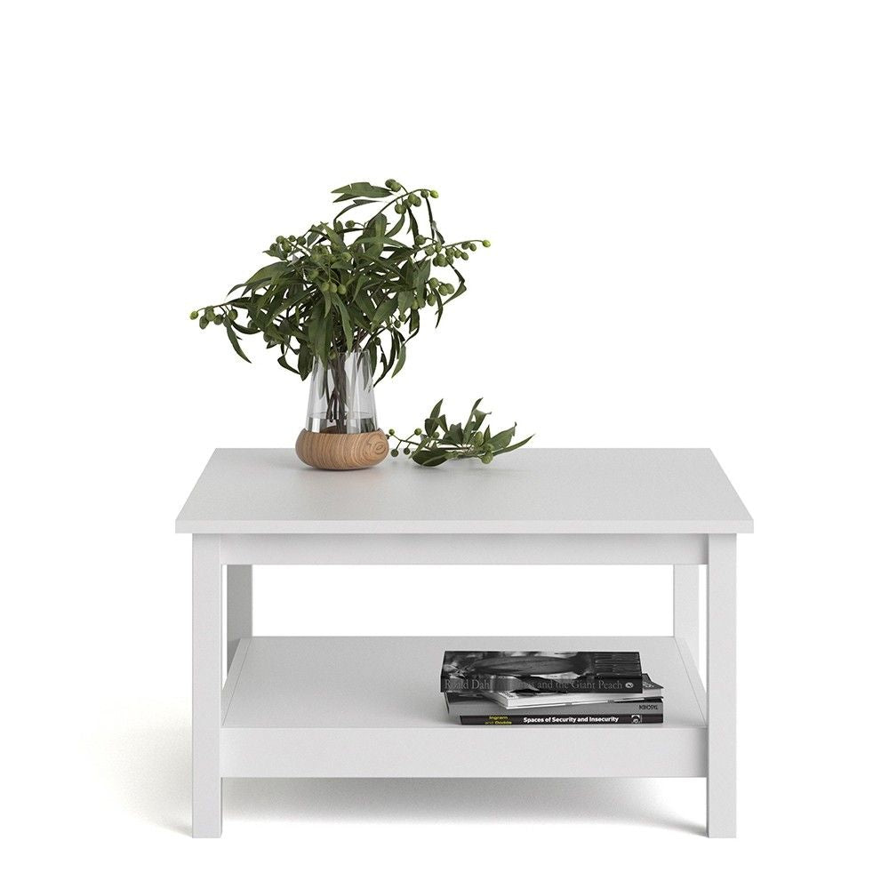 Traditional Small White Open Shelf Coffee Table