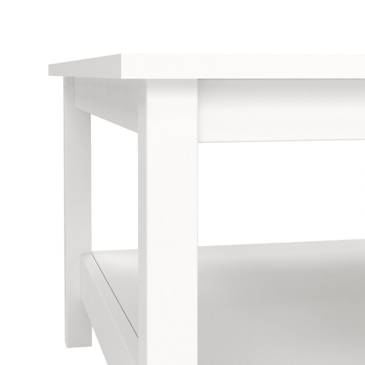 Traditional Small White Open Shelf Coffee Table