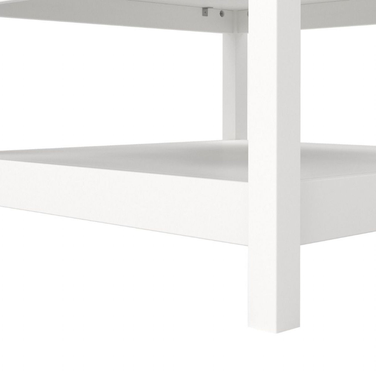 Traditional Small White Open Shelf Coffee Table