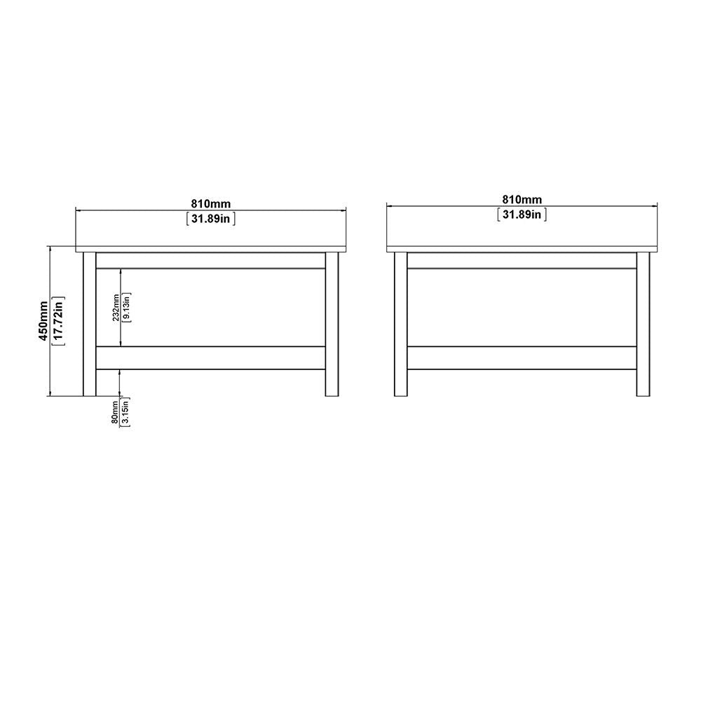 Traditional Small White Open Shelf Coffee Table