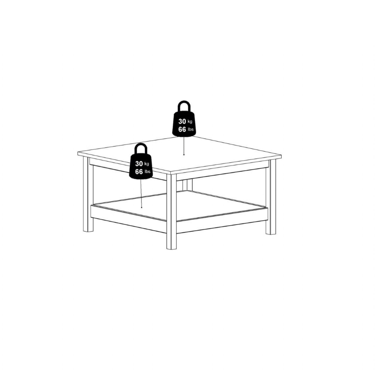 Small Matt Black Open Shelf Coffee Table