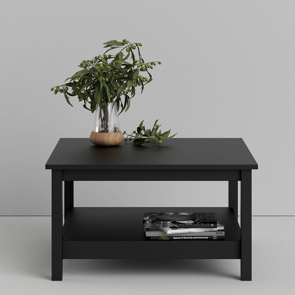 Small Matt Black Open Shelf Coffee Table