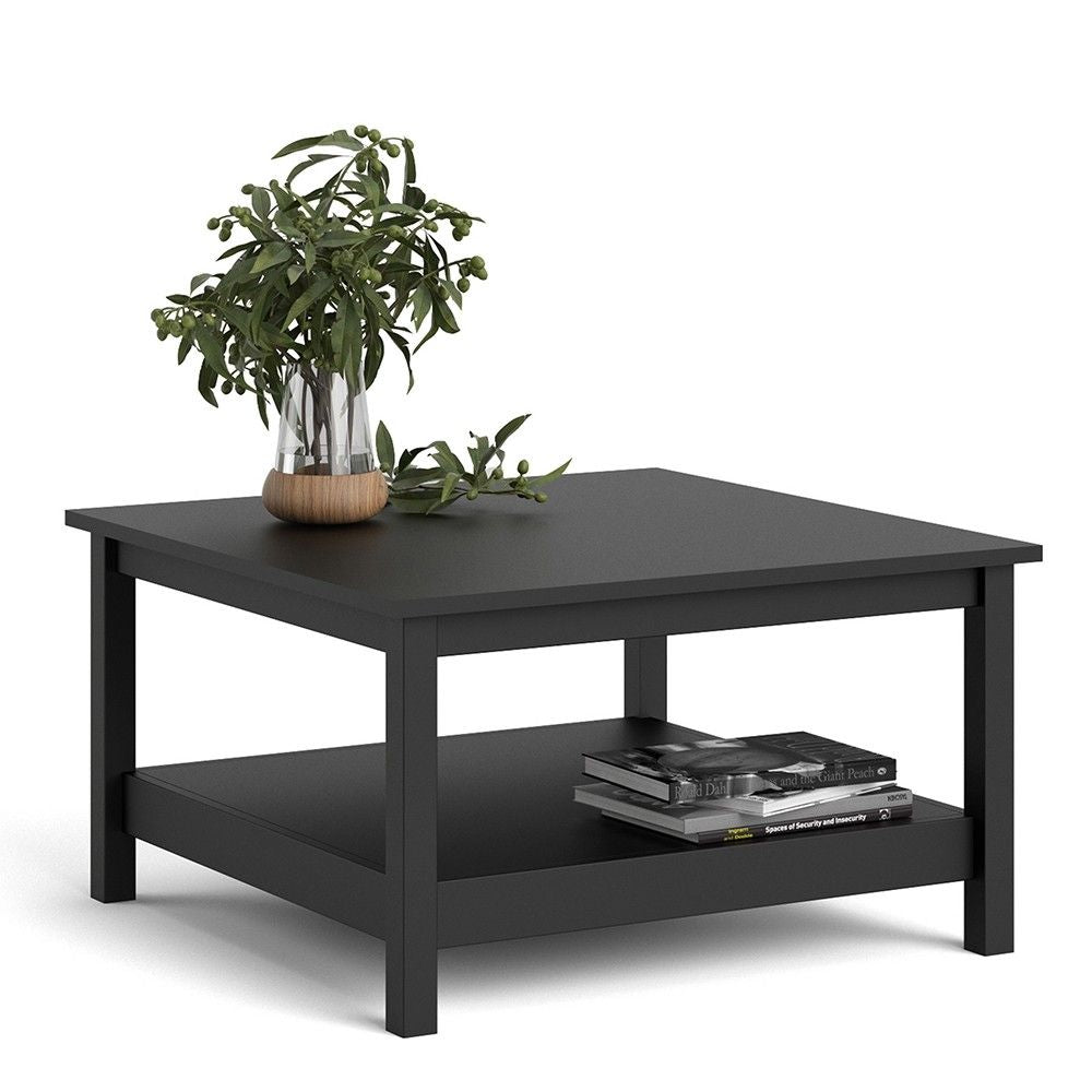 Small Matt Black Open Shelf Coffee Table