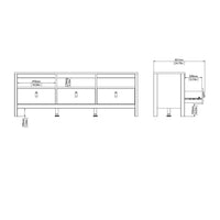 Thumbnail for White Wooden Large 3 Drawer TV Unit with Brown Leather Tab Handles