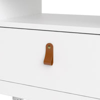 Thumbnail for White Wooden Large 3 Drawer TV Unit with Brown Leather Tab Handles