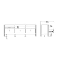 Thumbnail for Traditional Matt Black 3 Drawer TV Unit With Brown Leather Tab Handles