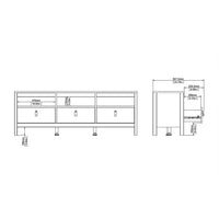 Thumbnail for Traditional Matt Black 3 Drawer TV Unit With Brown Leather Tab Handles