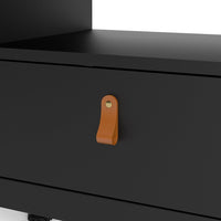 Thumbnail for Traditional Matt Black 3 Drawer TV Unit With Brown Leather Tab Handles