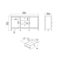 Thumbnail for Wide White 2 Door 3 Drawer Sideboard With Brown Leather Tab Handles