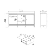 Thumbnail for Matt Black 2 Door And 3 Drawer Sideboard With Leather Tab Handles