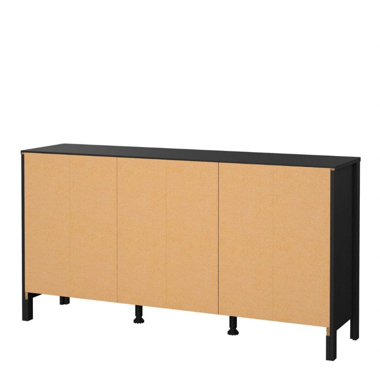 Matt Black 2 Door And 3 Drawer Sideboard With Leather Tab Handles