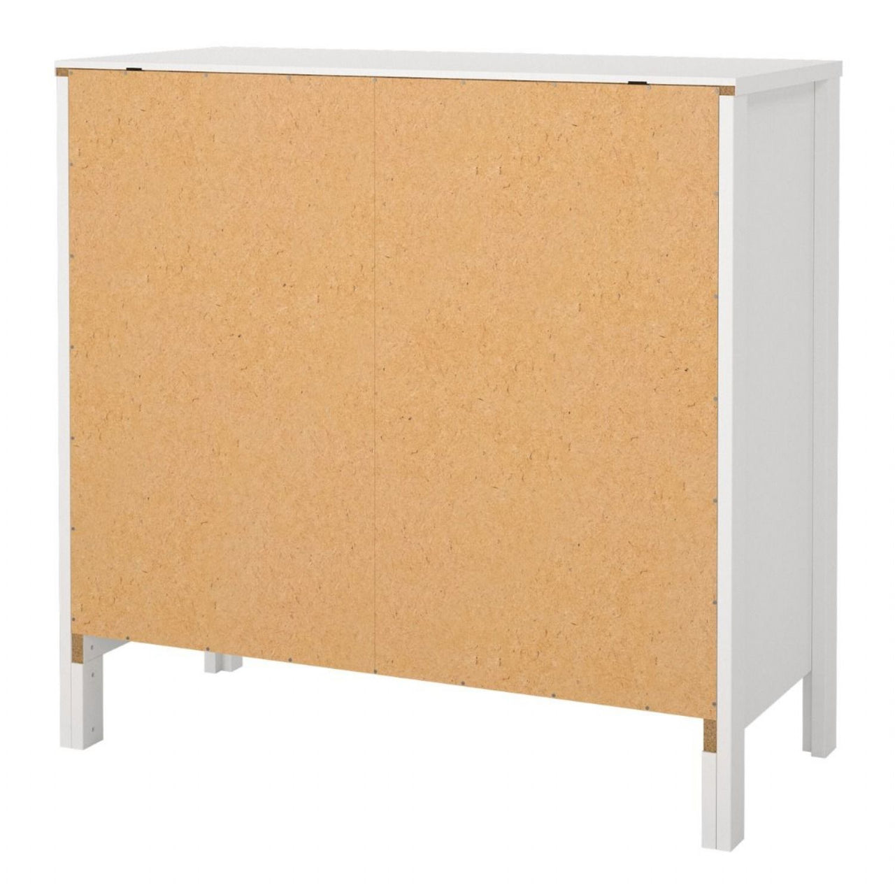 White 2 Door and 1 Drawer Sideboard With Brown Leather Tab Handles