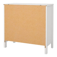 Thumbnail for White 2 Door and 1 Drawer Sideboard With Brown Leather Tab Handles