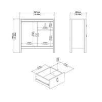 Thumbnail for White 2 Door and 1 Drawer Sideboard With Brown Leather Tab Handles