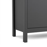 Thumbnail for Matt Black 2 Door 1 Drawer Sideboard With Brown Leather Tab Handles