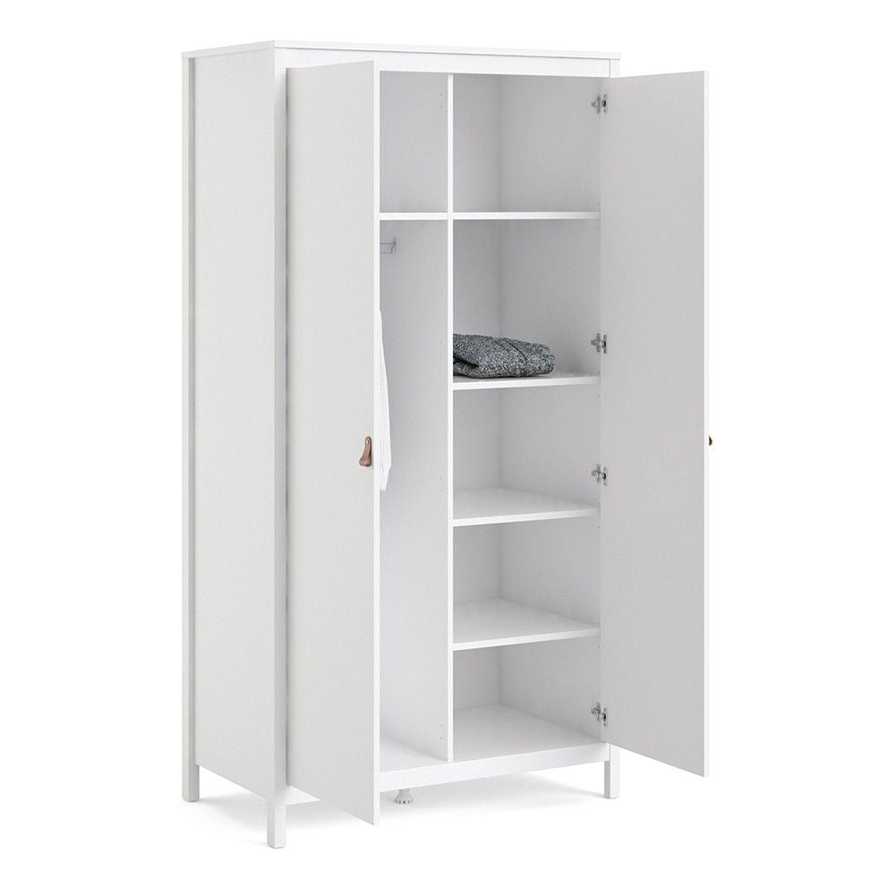 White 2 Door Double Wardrobe