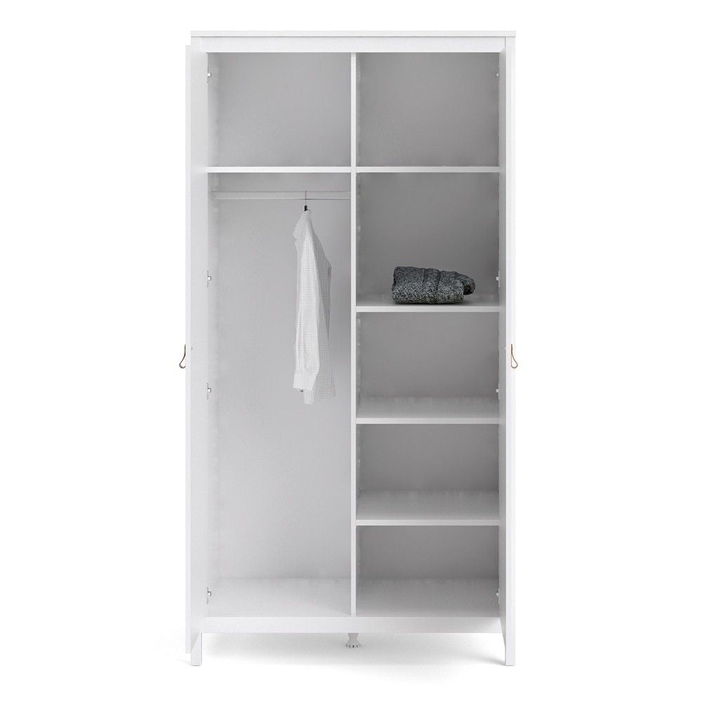 White 2 Door Double Wardrobe