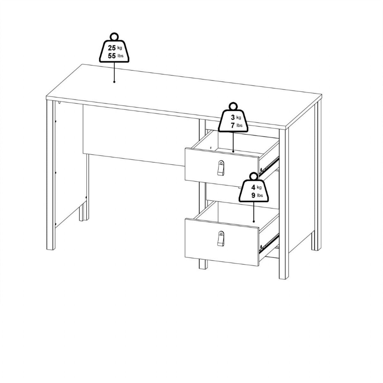 Barcelona Desk 3 Drawers in Jackson Hickory Oak